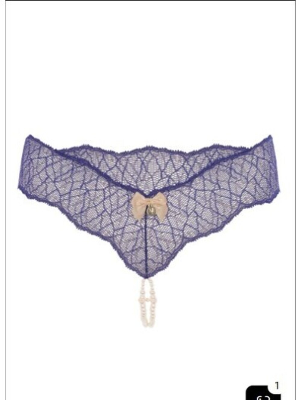 Bordelle Sydney Single Blue Lace and Pearl String Panties Size S